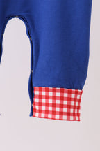 Blue Embroidered Character Romper