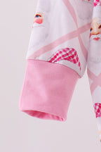 Pink santa claus bamboo ruffle zipper romper