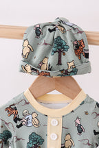 Green character bamboo 2pc gown