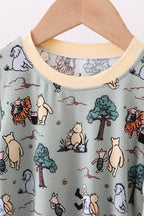 Green character bamboo pants set