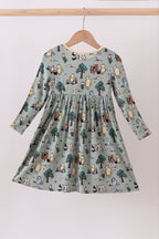 Green character bamboo dress