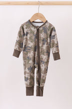 Camouflage bamboo zipper romper