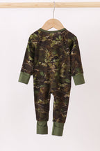 Forest Leaf Camo bamboo zipper romper
