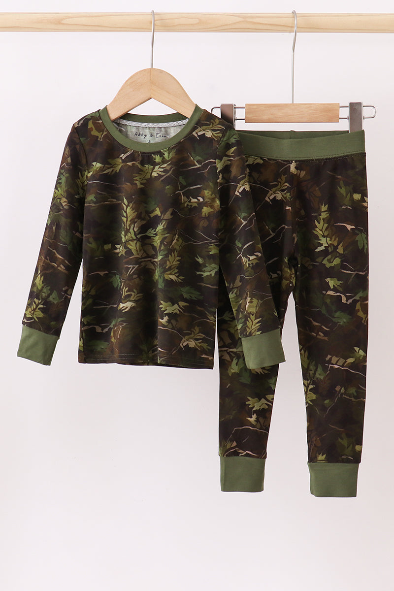 Forest Leaf Camo bamboo pajama pants set