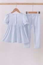 Blue nativity embroidery pants set