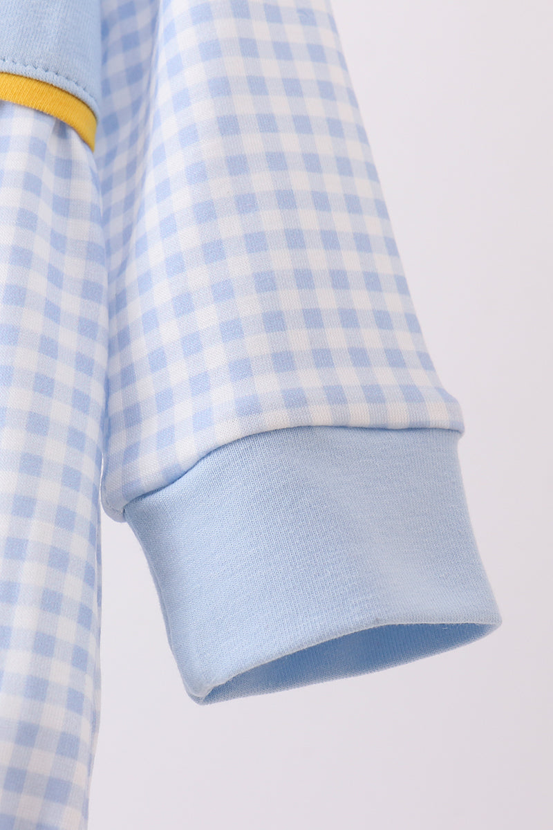 Blue Gingham Embroidered Nativity Bubble