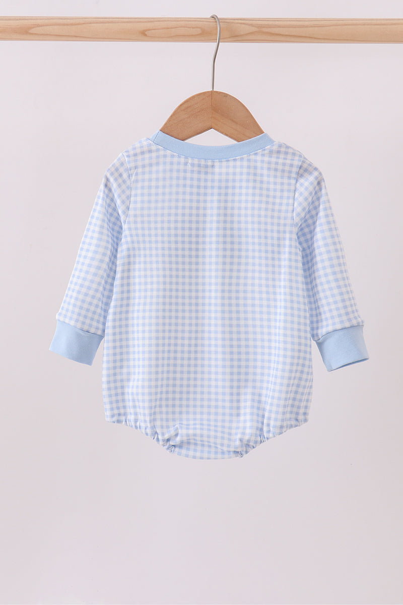 Blue Gingham Embroidered Nativity Bubble