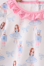 Pink bow nutcracker ruffle pants set