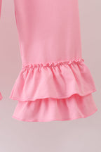 Pink bow nutcracker ruffle pants set