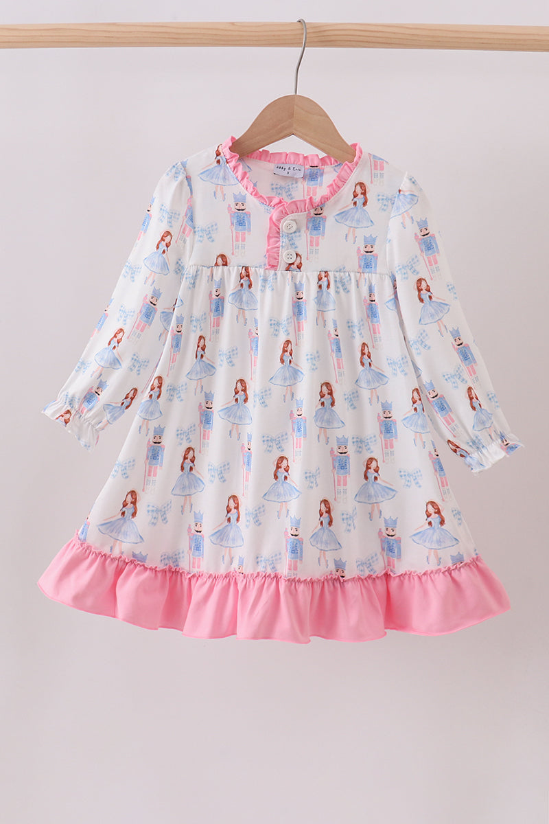 Pink Bow Nutcracker Ruffle Dress