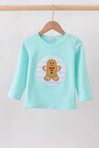 Blue Gingerbread Applique Top