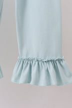 Blue snowman christmas tree smocked ruffle pants set