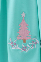 Green christmas tree embroidery dress