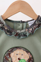 Camouflage dog hunting applique ruffle romper