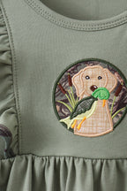 Camouflage dog hunting applique ruffle pants set