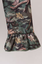 Camouflage dog hunting applique ruffle pants set