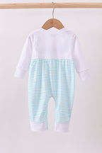 Blue heart french knot romper