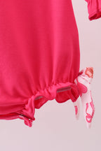 Pink bear embroidery bow bubble