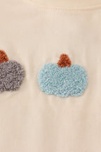 Neutral plaid french knot shorts set