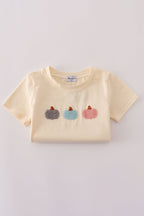 Neutral plaid french knot shorts set