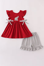 Alabama elephant french knot ruffle shorts set