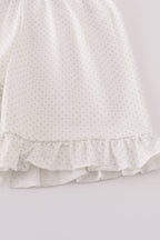 Blue princess embroidery ruffle girl set