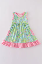 Meadow breeze print girl ruffle dress