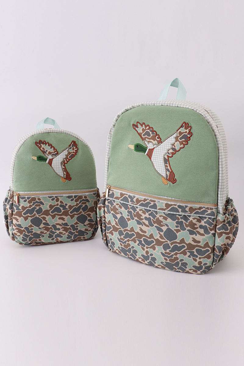 Camouflage duck applique backpack