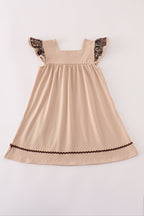 Camouflage hound embroidery ruffle dress