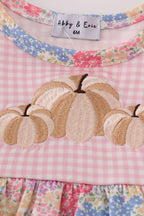 Pink Ruffle Pumpkin Embroidery Bubble Dress