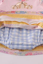 Pink floral pumpkin embroidery ruffle bubble