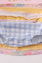 Pink floral pumpkin embroidery ruffle bubble