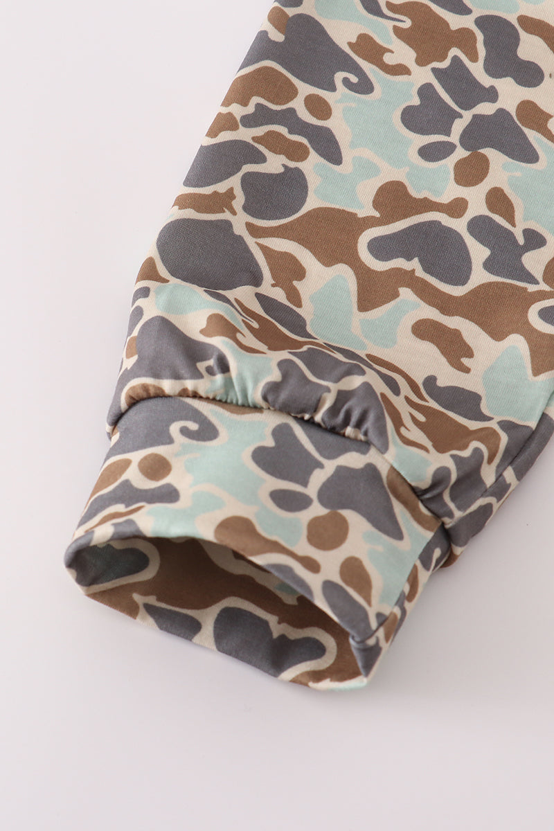 Camouflage truck pumpkin applique stripe hoodie set