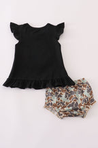 Black camouflage pumpkin applique bloomer set