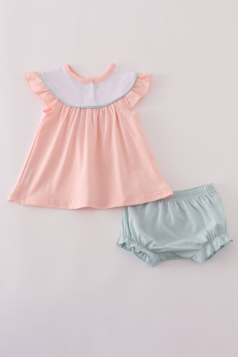 Pink embroidery bloomer set