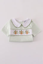 Sage turkey embroidery gingham pants set