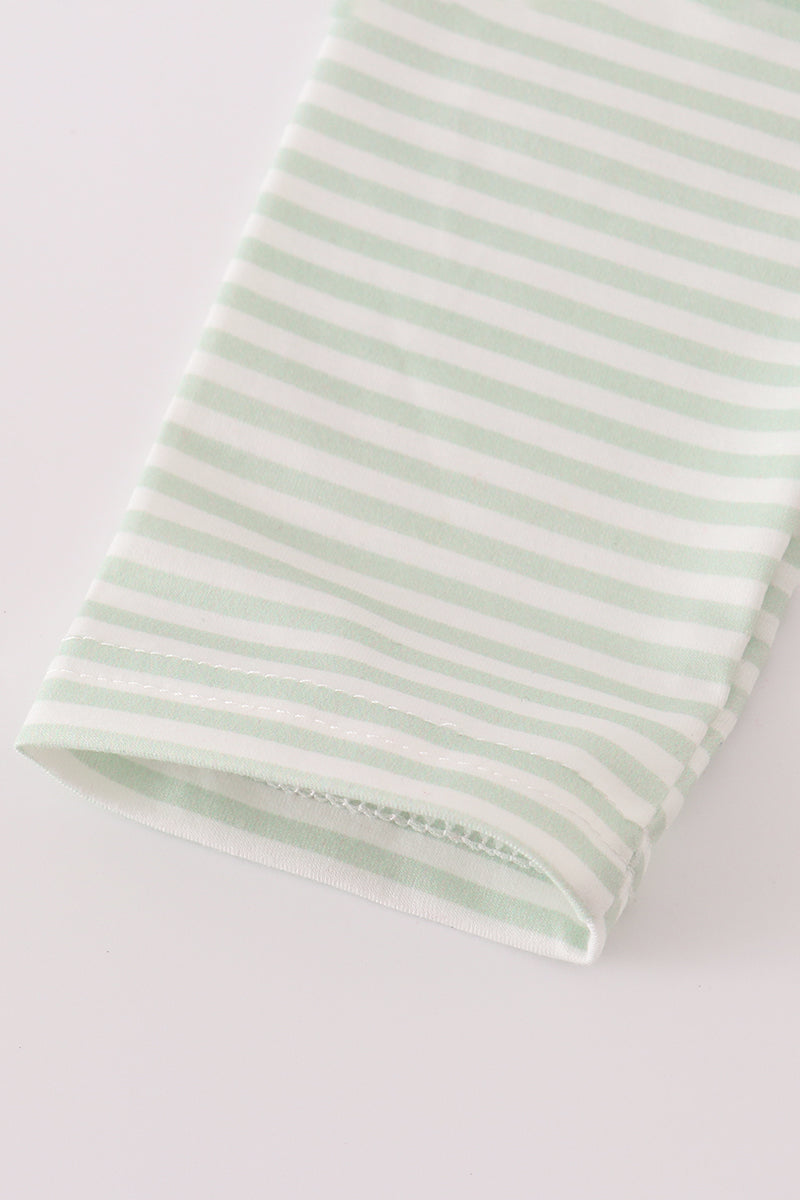 Sage turkey applique stripe top