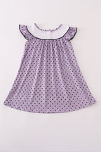 Purple Halloween dot witch embroidery dress
