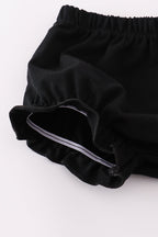 Purple Halloween dot witch embroidery bloomer set