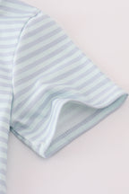 Blue Halloween spider embroidery stripe top