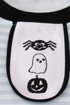 Blue Halloween spider embroidery stripe pants set