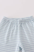 Blue Halloween spider embroidery stripe pants set