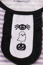 Purple Halloween spider embroidery stripe pants set