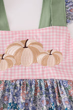 Blue floral pumpkin embroidery ruffle pants set