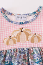 Blue floral pumpkin embroidery ruffle bloomer set