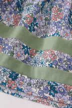 Blue floral pumpkin embroidery ruffle bloomer set