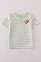 Green turkey embroidery stripe top