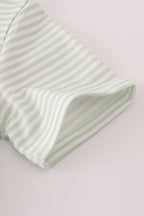 Green turkey embroidery stripe top