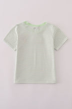 Green turkey embroidery stripe top
