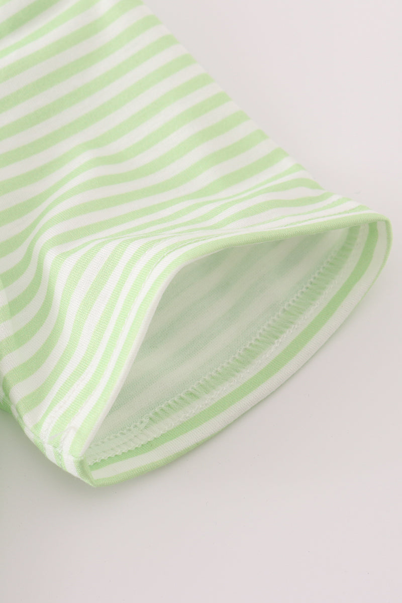 Green scarecrow embroidery stripe top